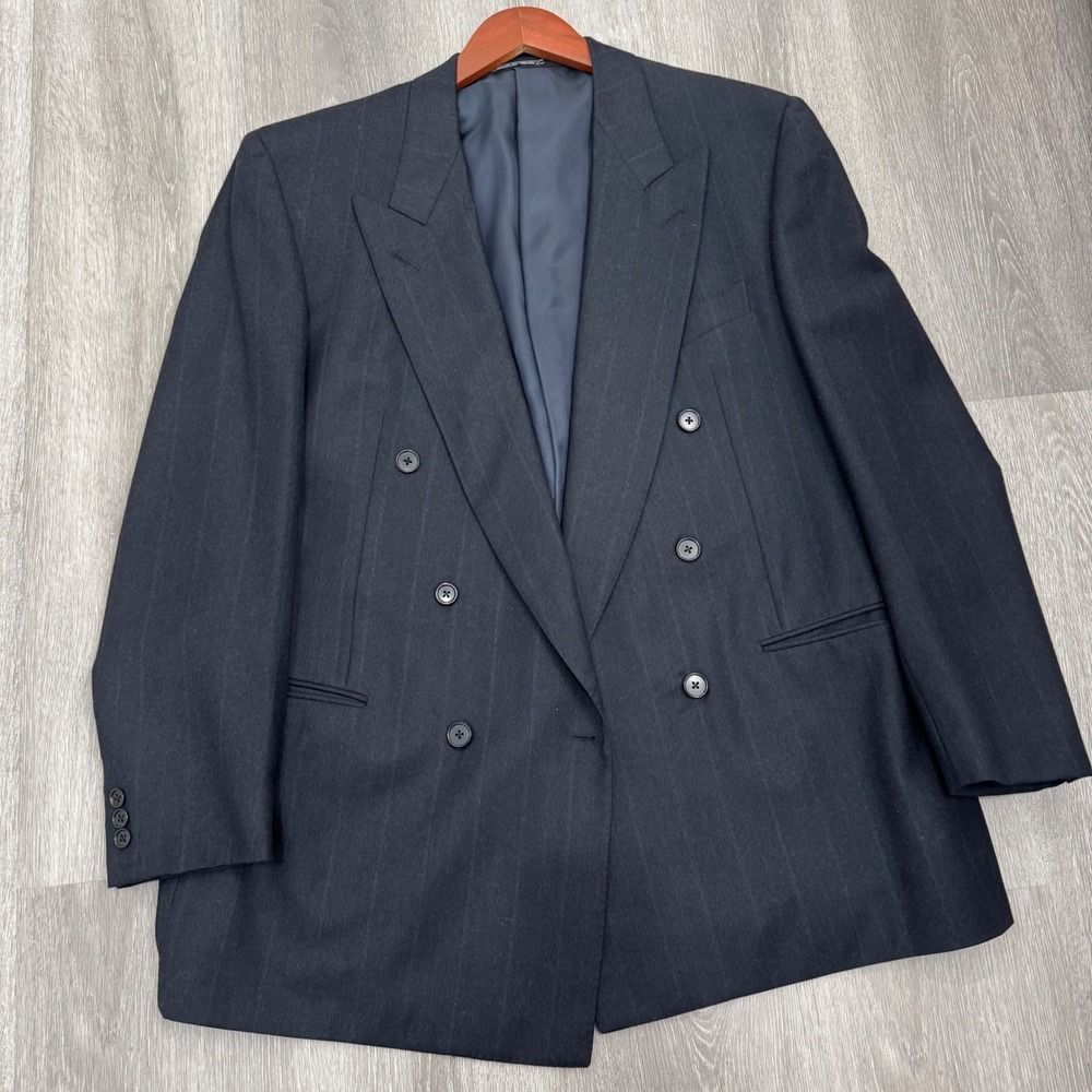 VTG Ermenegildo Zegna for Julius Wool/Cashmere Pinstripe Navy Blue Blazer Sz 44R